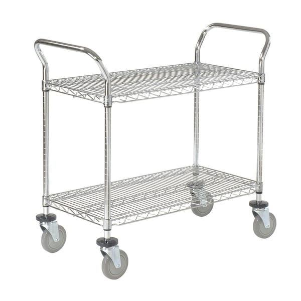 Global Industrial Wire Utility Cart, 2 Shelves, 800 Lb. Capacity, 48L x 24W x 38H 188710 - main